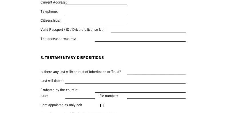 Entering details in inheritance format pdf step 3