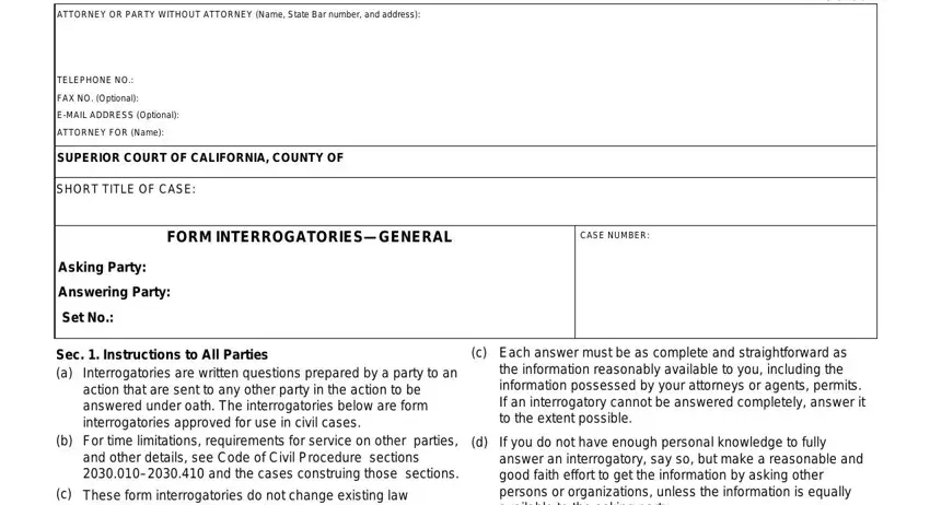 interrogatories california format form spaces to fill in