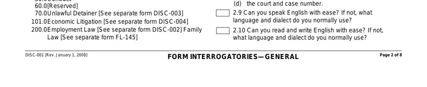 Entering details in interrogatories california format form part 5