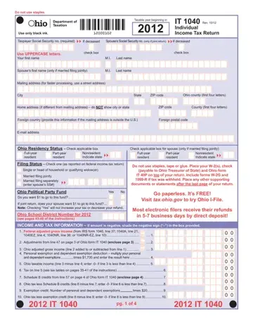 Form It 1040 Ohio Preview