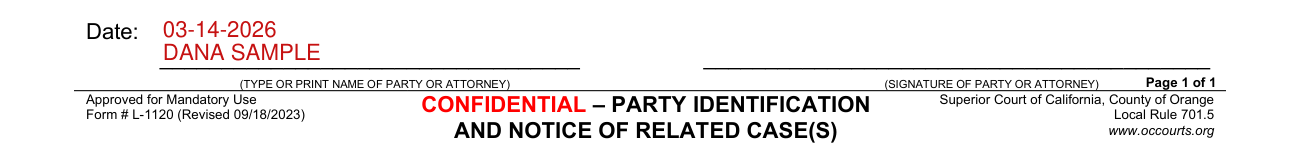 Form L-1120 example filled out, date and signature