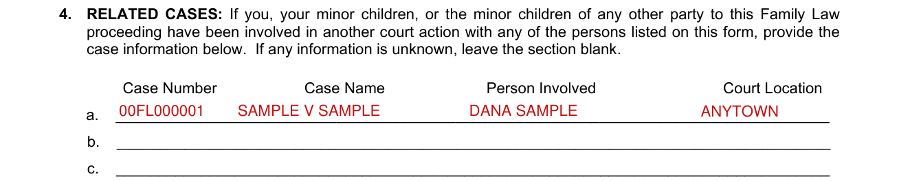 Form L-1120 example filled out, related cases