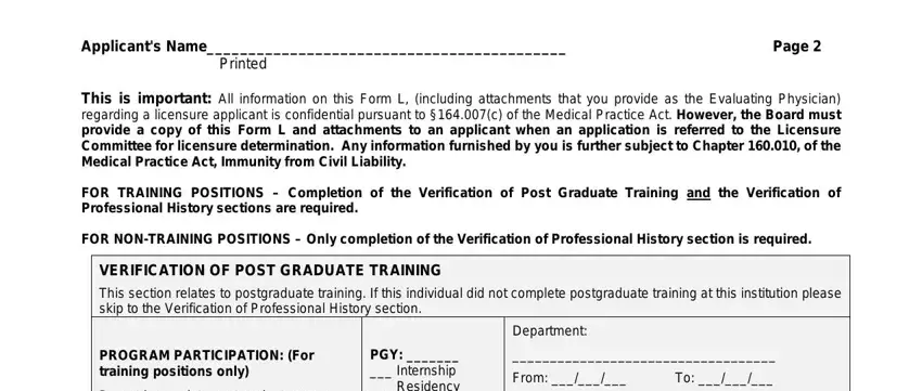 Filling in l licensure verification tmb step 3