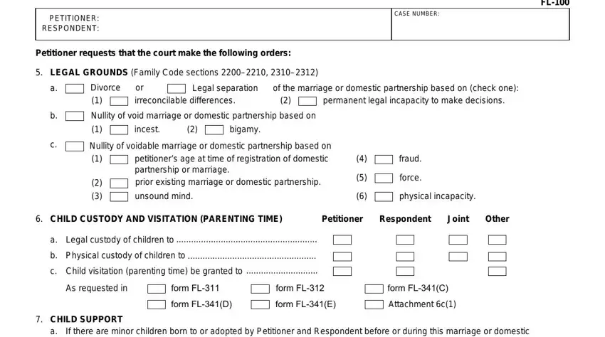 where do i get forms for short termdisablity PETITIONER RESPONDENT, Petitioner requests that the court, LEGAL GROUNDS Family Code, CASE NUMBER, Divorce or, Legal separation of the marriage, irreconcilable differences, permanent legal incapacity to make, Nullity of void marriage or, incest, bigamy, Nullity of voidable marriage or, petitioners age at time of, unsound mind, and fraud blanks to complete