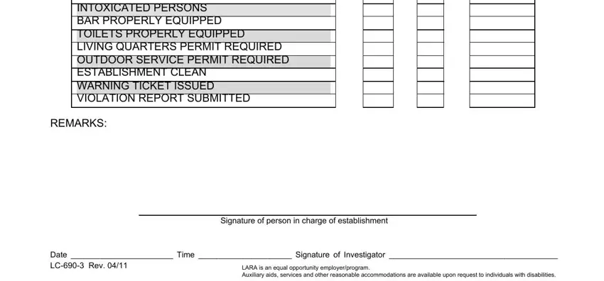 part 2 to completing michigan liquor inspection forms