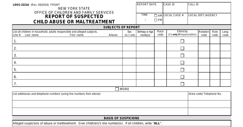 part 1 to filling in 2221a form