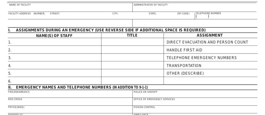 entering details in emergency disaster plan form step 1