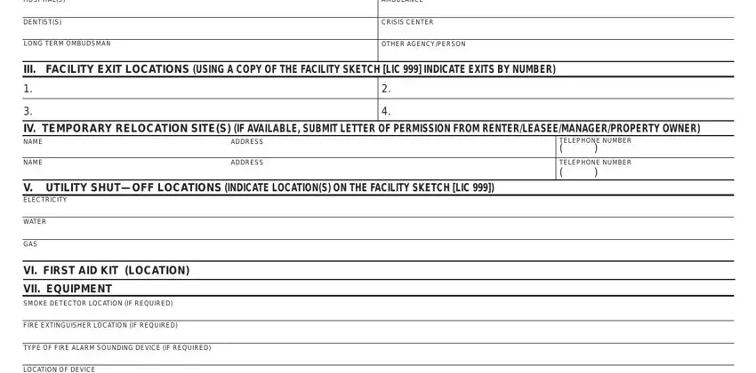 step 2 to entering details in emergency disaster plan form