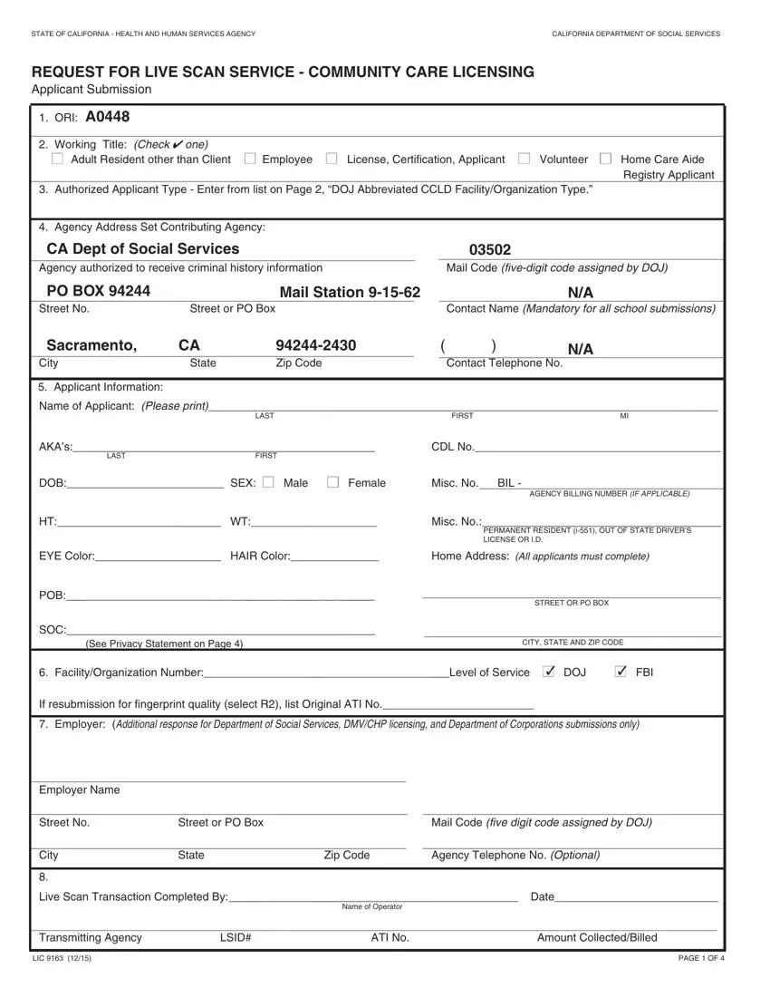 Form Lic 9163 Facility Number first page preview