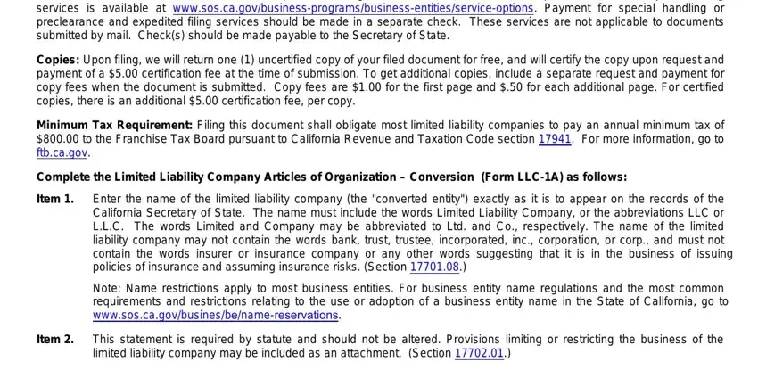 Filling in ca company organization form stage 4