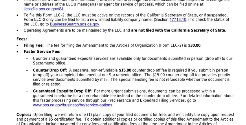 llc 2 form Fees, FasterServiceFee, and Sacramentooffice fields to fill
