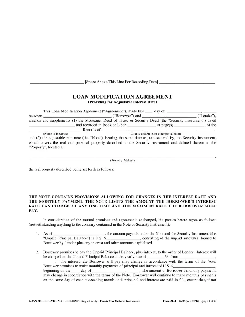 Form Loan Modification Agreement first page preview