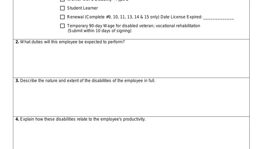 Filling out missouri work permit stage 3