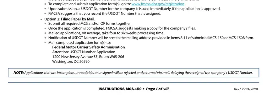 stage 2 to entering details in update mcs 150 form online