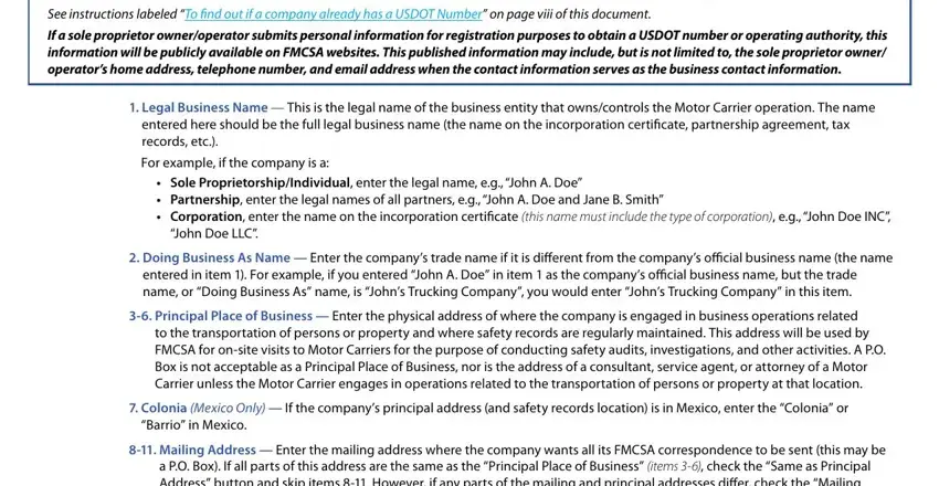 Entering details in update mcs 150 form online step 3