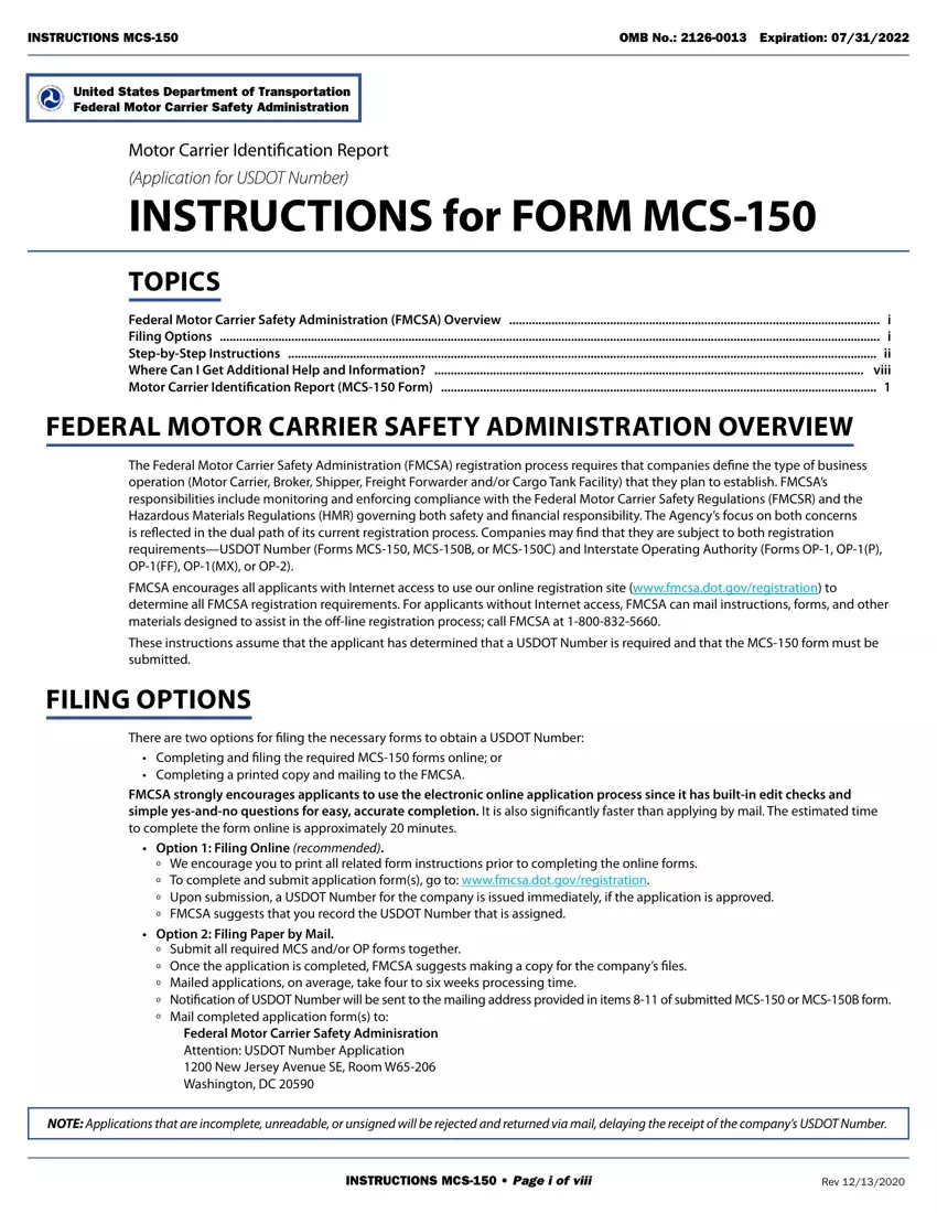 Form Mcs150 first page preview