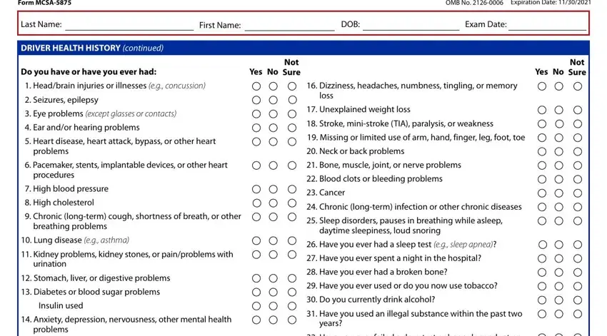 Entering details in cdl medical examination report form part 3