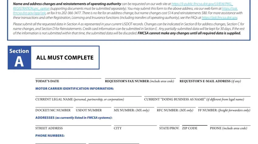 fmcsa form mcsa gaps to complete