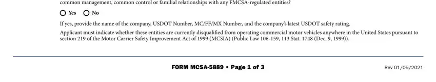 Completing fmcsa form mcsa 5889 step 2