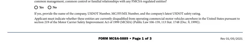 Completing fmcsa form mcsa step 2