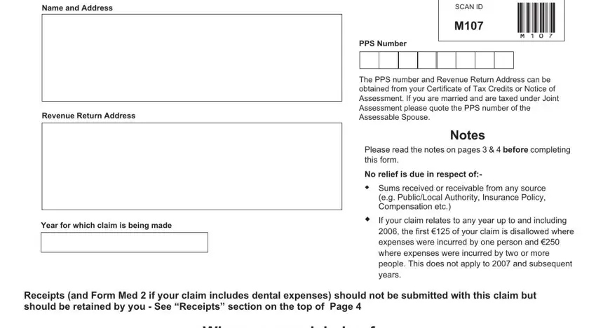  medical expenses form fields to fill out