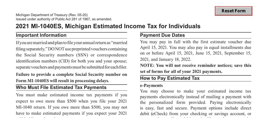 michigan 1040 es empty spaces to fill out