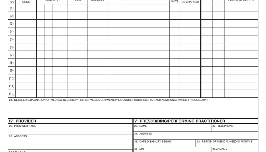 Entering details in mo healthnet prior authorization form step 2