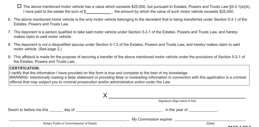 Finishing mv 349 1 affidavit form step 2