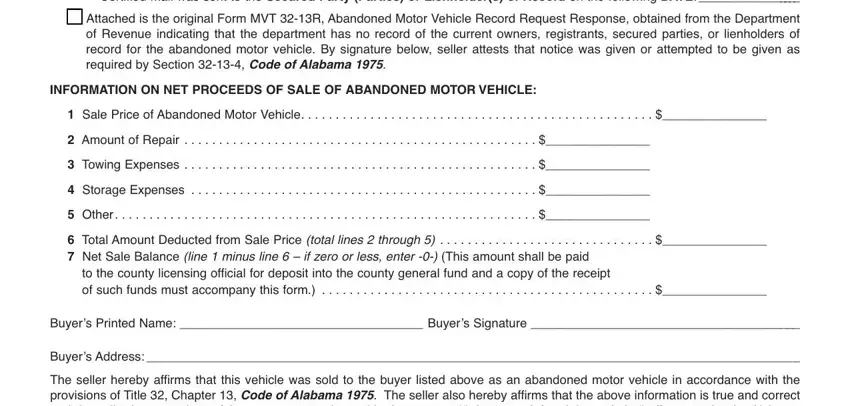 Filling out alabama dmv vehicle bill of sale stage 2