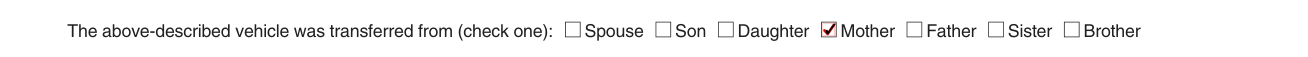 Form MVU-26 example filled out, check one