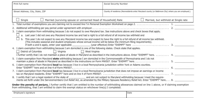 portion of empty spaces in mw507 completed example