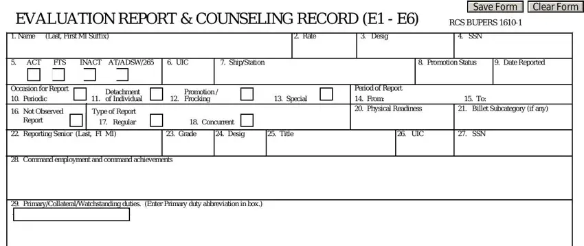 stage 1 to filling in eval form form