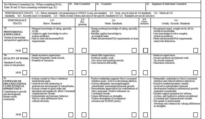 Filling in eval form form step 2