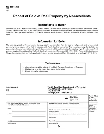 Form Nc 1099Nrs Preview