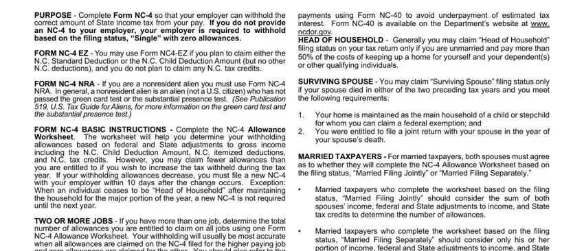 stage 2 to filling out nc form