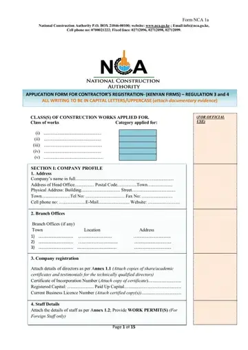 Form Nca 1A Preview