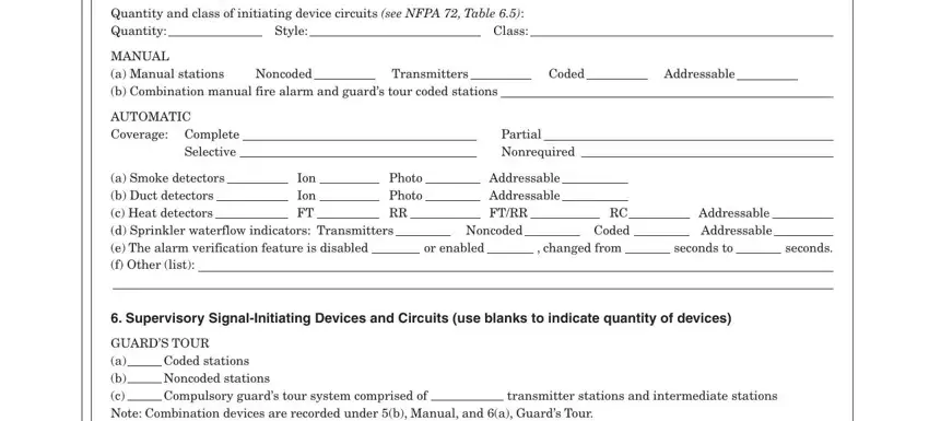 nfpa record completion Style, AUTOMATICCoverageCompleteSelective, PartialNonrequired, AddressableAddressableFTRR, PhotoPhotoRR, and IonIonFT blanks to insert