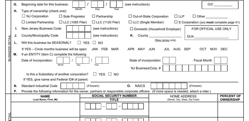 Filling out business registration form nj part 2