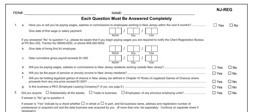 Completing business registration form nj step 4