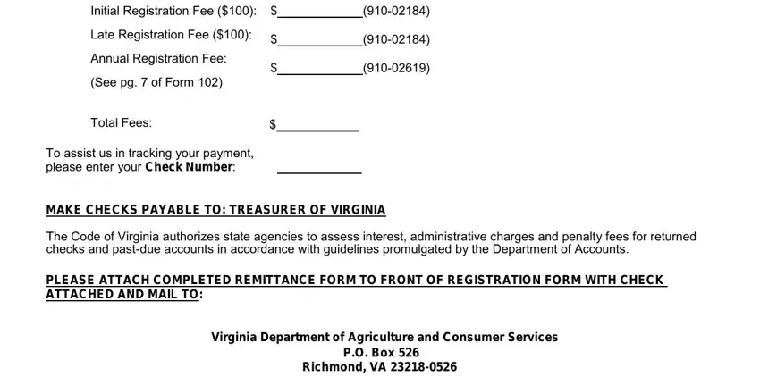 step 2 to filling out virginia department of agriculture and consumer services form 102