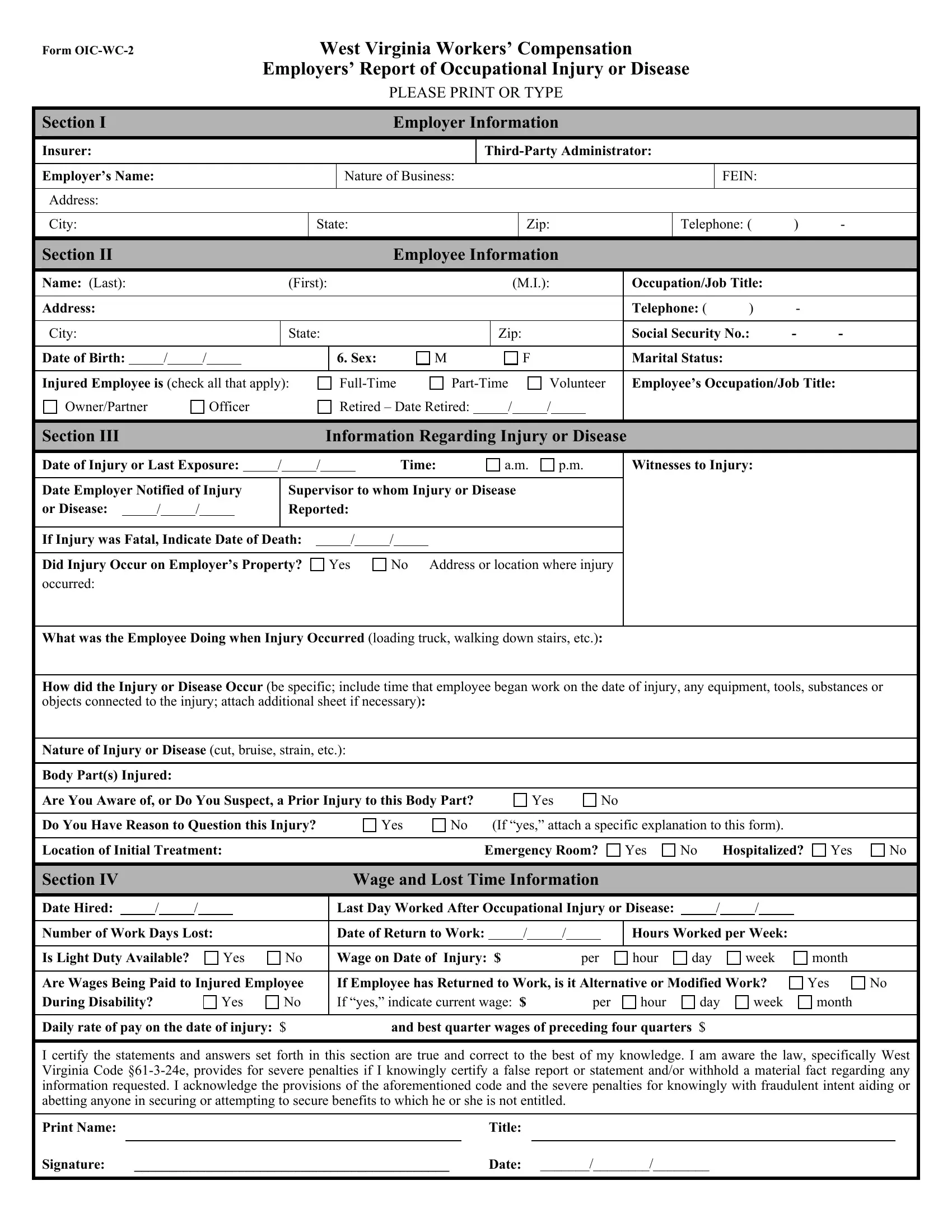 Form Oic Wc 2 Fill Out Printable PDF Forms Online