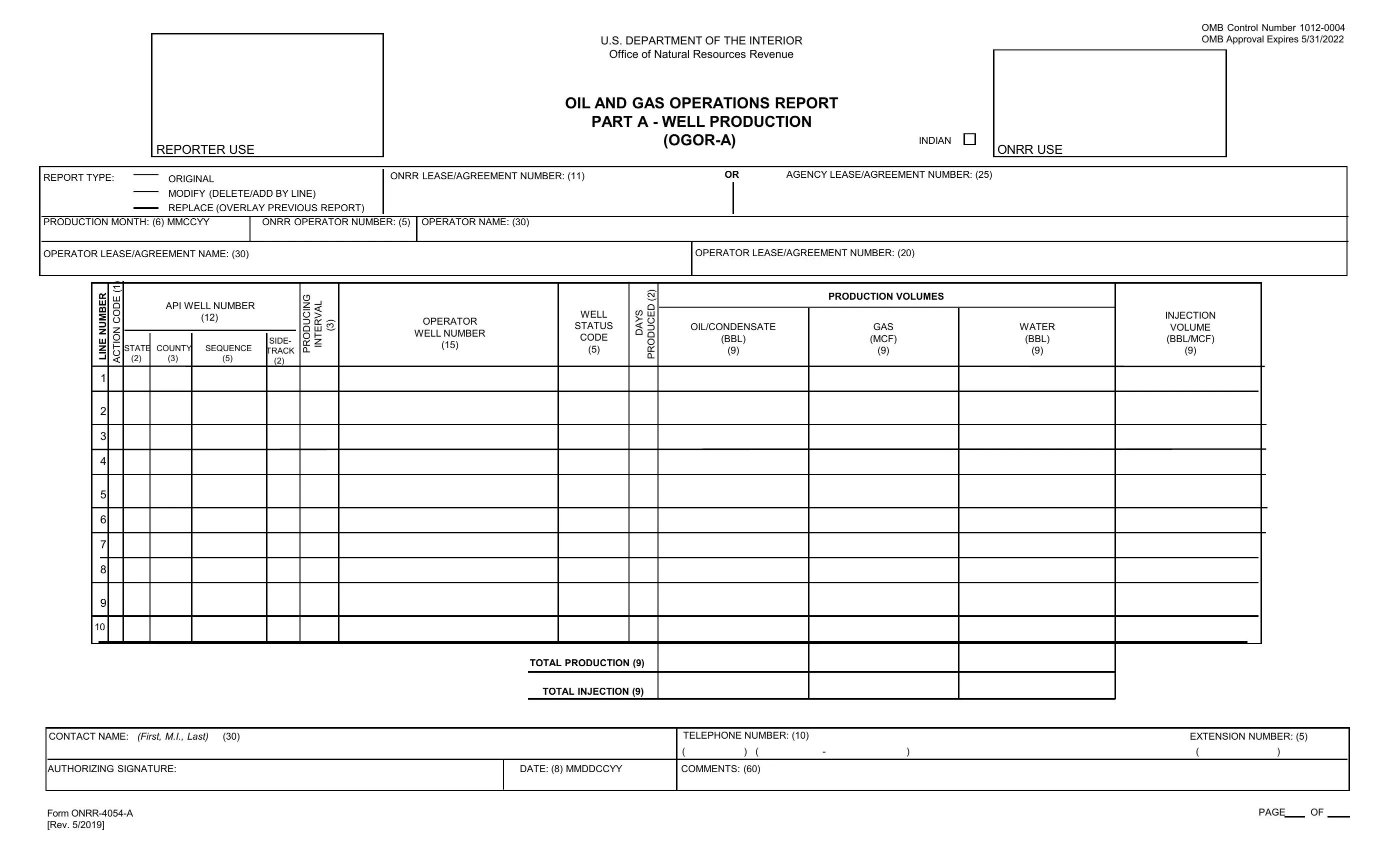 Form Onrr 4054 A Fill Out Printable PDF Forms Online