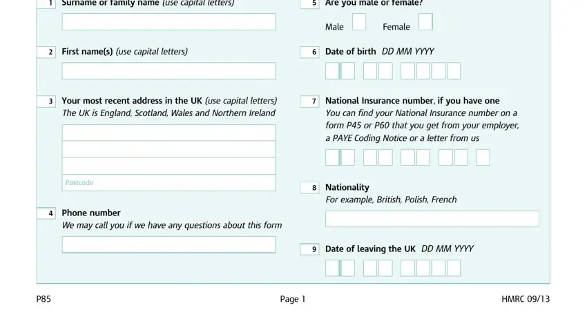 2013-2023 Form UK HMRC P85Fill Online, Printable, Fillable,