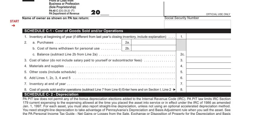 step 4 to finishing pa tax schedule c