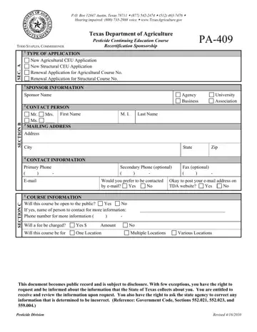 Form Pa 409 Preview