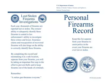 Form Personal Firearms Record Preview