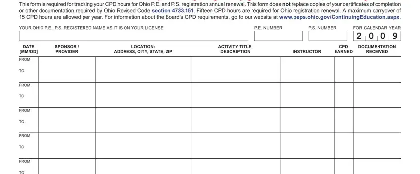 entering details in cpd 4012 form part 1