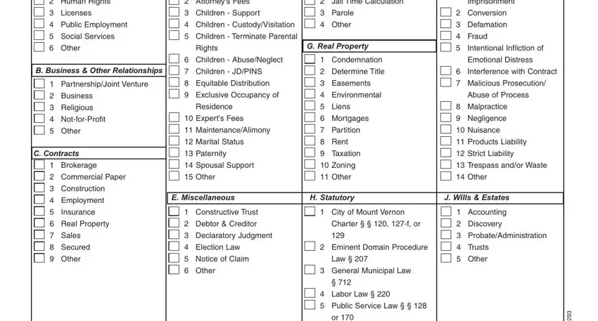 JailTimeCalculation, Imprisonment, HumanRights, Licenses, PublicEmployment, SocialServices, Other, AttorneysFees, ChildrenSupport, ChildrenCustodyVisitation, ChildrenTerminateParental, Parole, Other, BBusinessOtherRelationships, and ChildrenJDPINS in appellate division second department