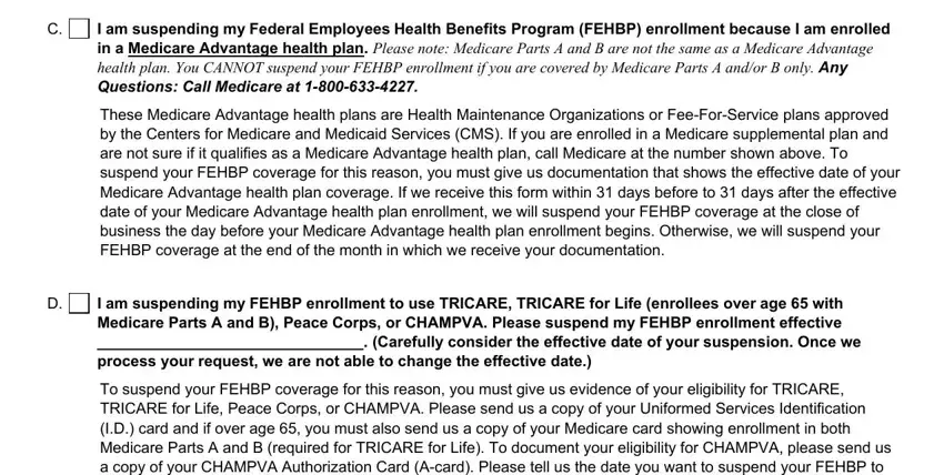 I am suspending my Federal, These Medicare Advantage health, I am suspending my FEHBP, and To suspend your FEHBP coverage for in opm ri 79 9