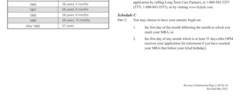 form ri 92 19 years  months, years  months, years  months, years  months, years  months, After, years, If you are not currently enrolled, Schedule C Part, You may choose to have your, the first day of the month, the first day of any month which, and Reverse of Instruction Page  RI blanks to fill out